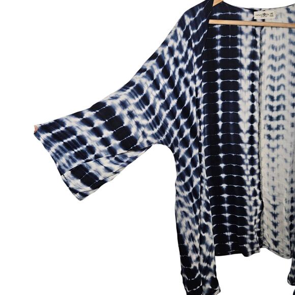 Natural Life Womens OS Tie Dye Beach Coastal Tie Front Kimono Boho Resort Beach - Picture 6 of 14